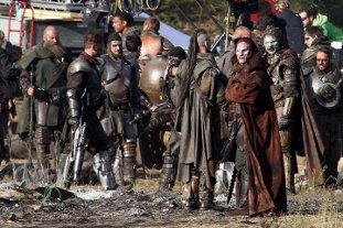 Charlie and Combat International on the set of Thor II
