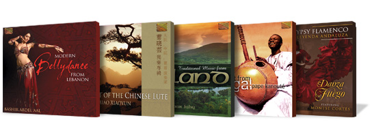 World music CD selection including: bellydance, irish music, flamenco and chinese music